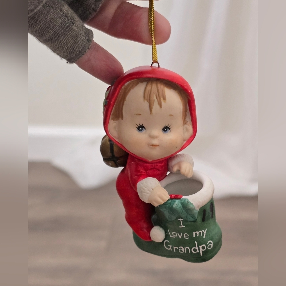 1987 Ruth Morehead Enesco I Love My Grandpa Christmas Ornament Collectible